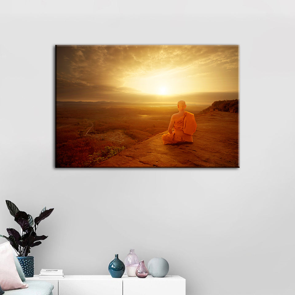 Ruhiger Sonnenuntergang an der Klippe – Leinwandbild