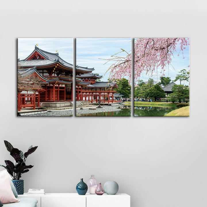 Wunderschöne Kirschblüten-Leinwand Wandkunst Gemälde 3 Teile