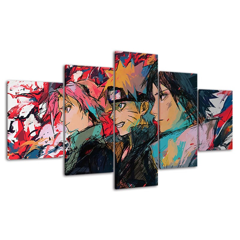 Naruto-Anime-Zeichnung – 5-teiliges Leinwandbild