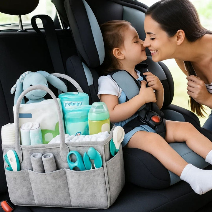 NappyNest | Wickelkorb Organizer – Leicht zu reinigende Trennwände – Wasserabweisendes Filz – Große Kapazität – Tragbare Aufbewahrung für Eltern Karnz
