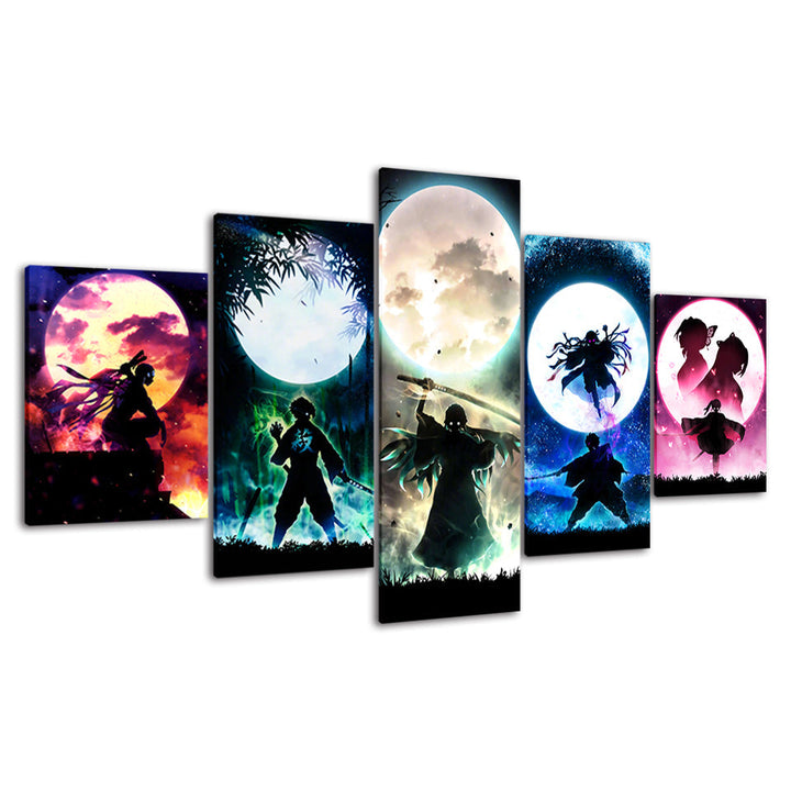 Demon Slayer - 5-teilige Leinwand Wandkunst Malerei - Atemberaubendes, von Anime inspiriertes Design