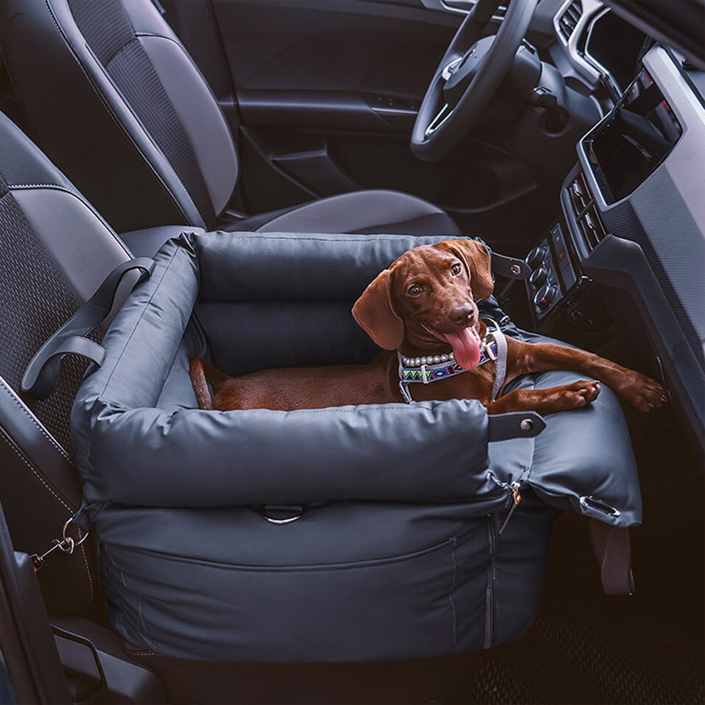 Faux-Leder Hunde Booster Bett – Stylisch, Sicher und Bequem | Karnz