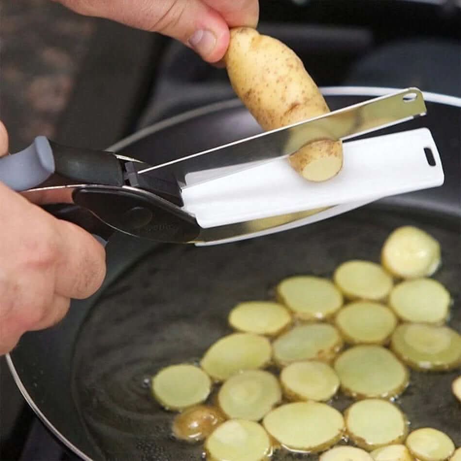 2-in-1 Küchenmesser mit integriertem Schneidebrett