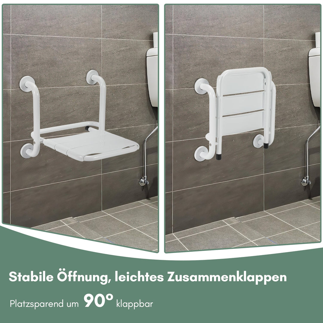 Duschklappsitz Klappbar mit Armlehnen Wandmontage | Karnz