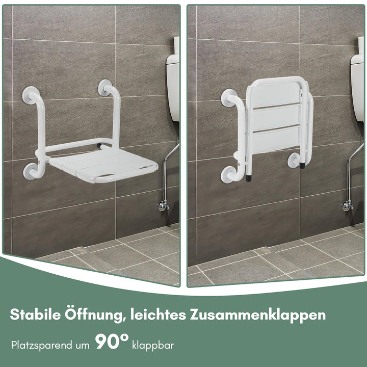 Duschklappsitz Klappbar mit Armlehnen Wandmontage | Karnz