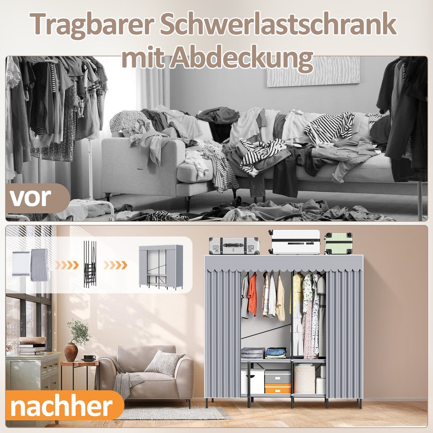 Klappbarer Kleiderschrank Schlafzimmerschrank | Karnz