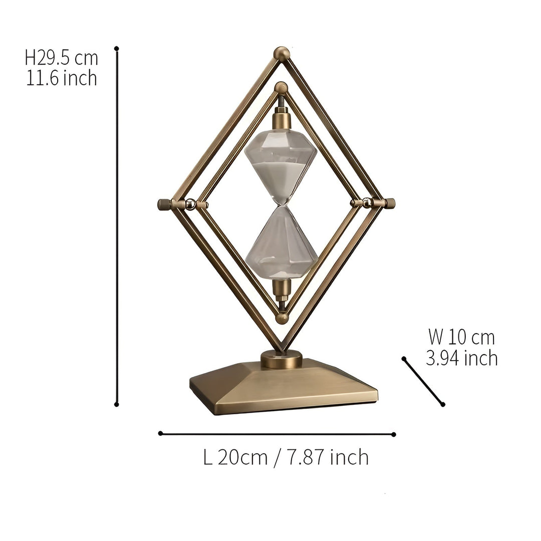 Sanduhr mit geometrischem Metallrahmen – Dekorativ und entspannend | Mit weißem Sand als Meditationsuhr | Karnz