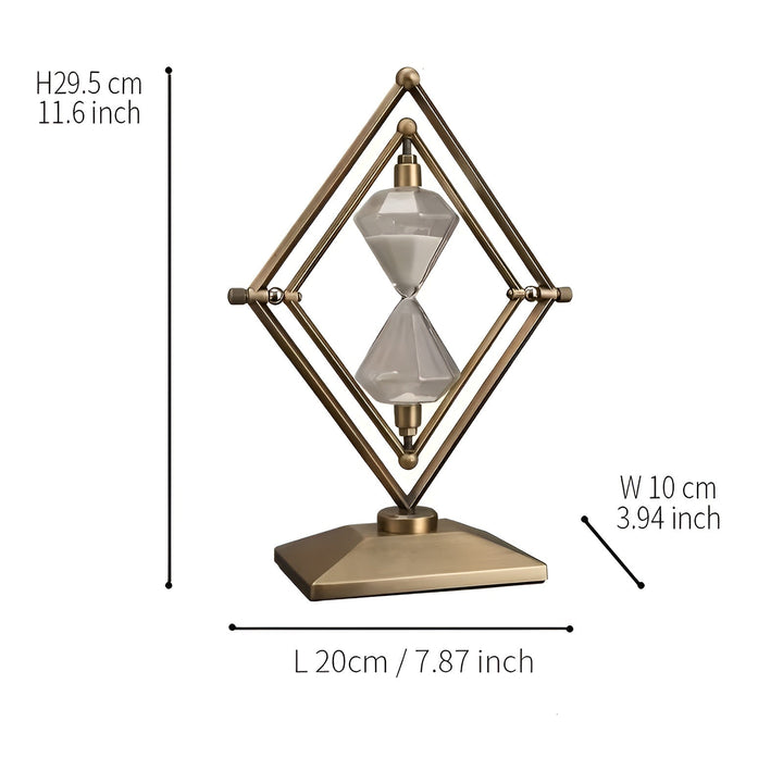 Sanduhr mit geometrischem Metallrahmen – Dekorativ und entspannend | Mit weißem Sand als Meditationsuhr | Karnz