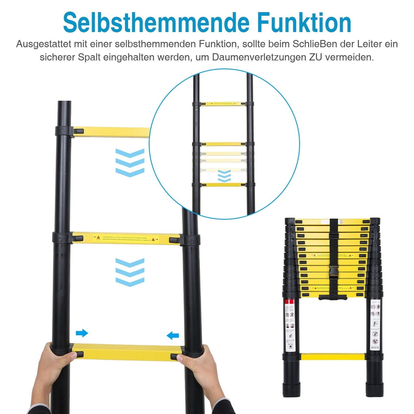 Teleskopleiter Aluminium mit Abnehmbarem Haken | Karnz
