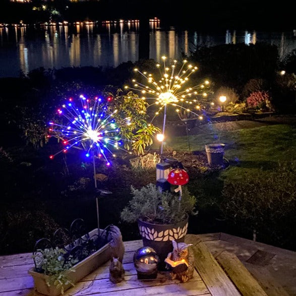 4 Stück Solar Feuerwerk Gartenlichter - Wetterfeste LED Dekorationsbeleuchtung, Solarenergie für Garten und Terrasse | Karnz