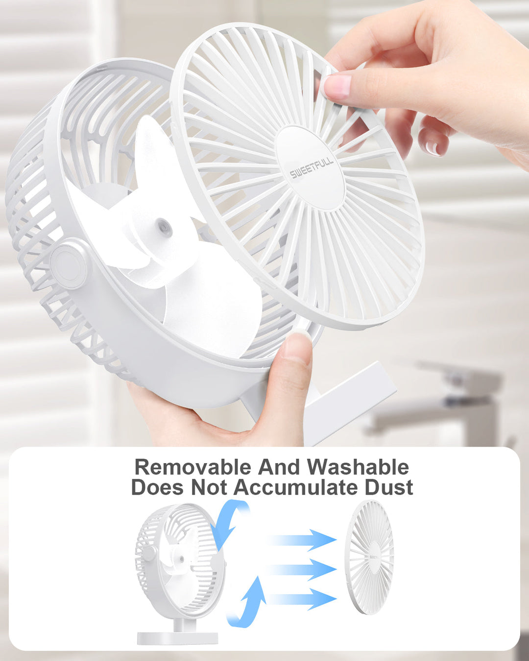 6,5 Zoll USB Kleiner Tischventilator für Zuhause Büro Auto Outdoor Reisen | Karnz