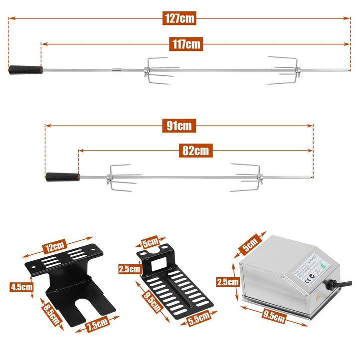 BBQ Grillspieß Edelstahl Motor 4x Fleischnadel | Karnz