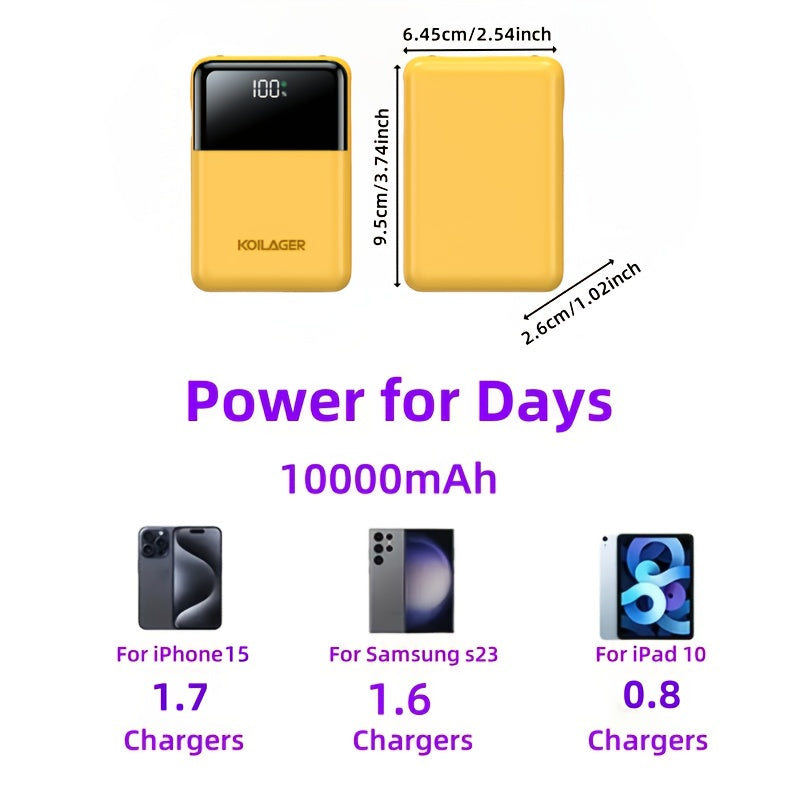 Powerbank 10000mAh Mini mit Display | Karnz
