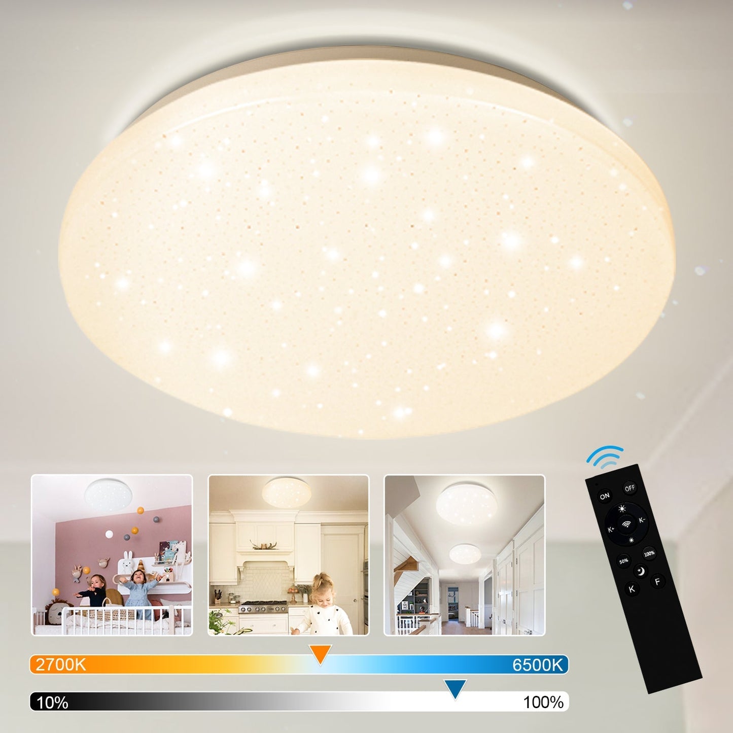24W LED Deckenleuchte Dimmbar mit Sternenhimmel-Effekt | Karnz