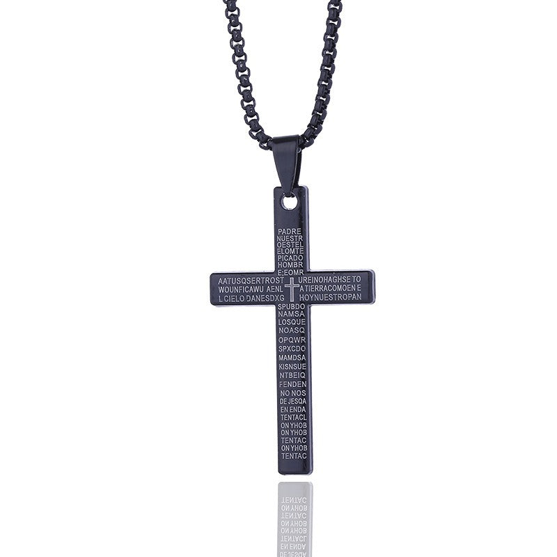 Graviertes Vaterunser Kreuz Halskette Karnz