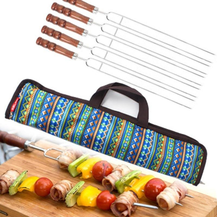 5 Stück Grillgabeln mit Tasche ausziehbare Lagerfeuer-Spieße | Karnz