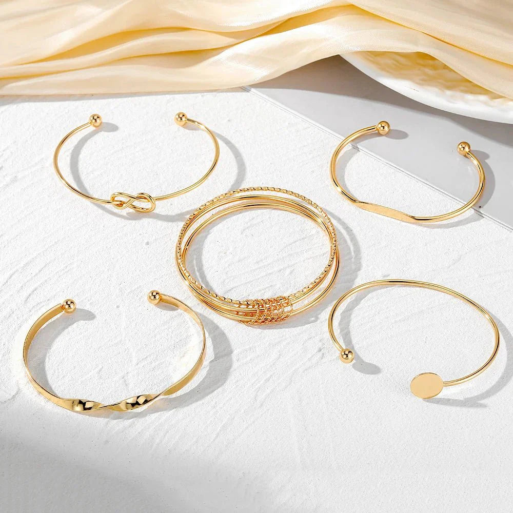 Karnz | 5 Stück Twist Bangle Armband Stapel