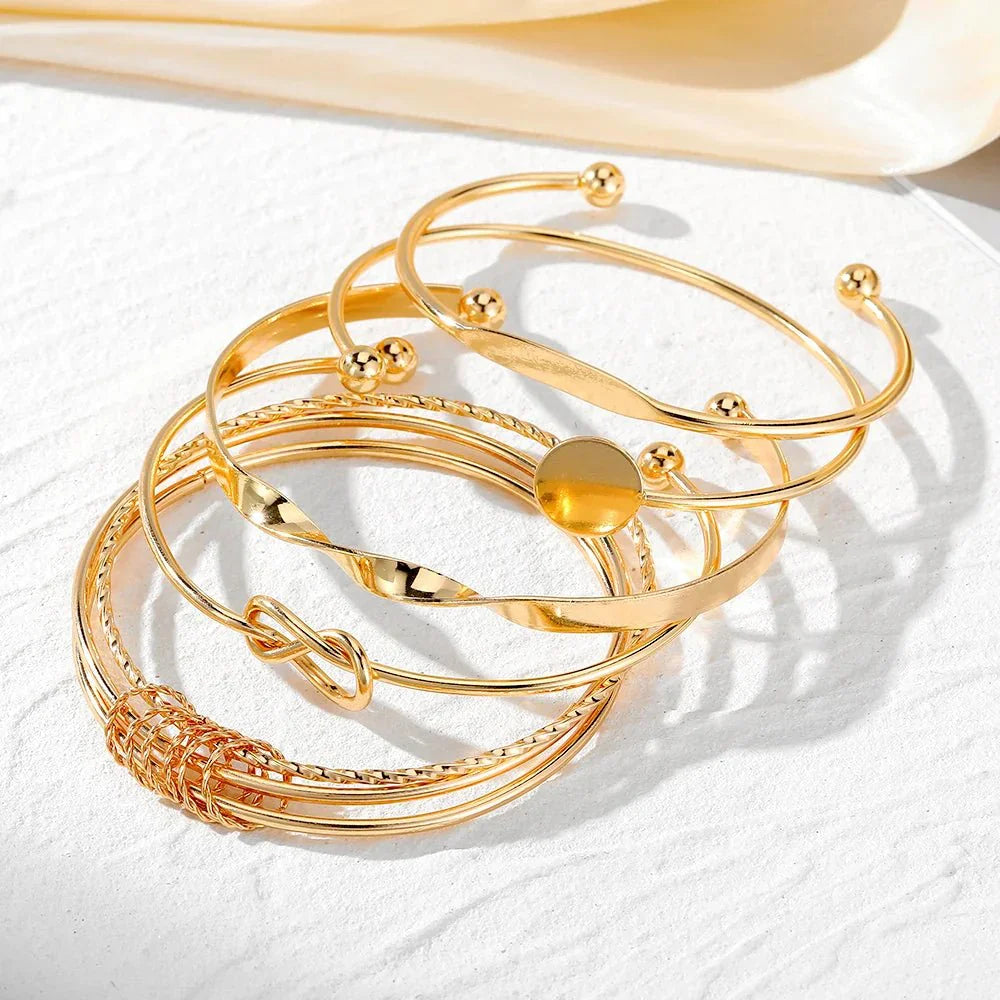 Karnz | 5 Stück Twist Bangle Armband Stapel