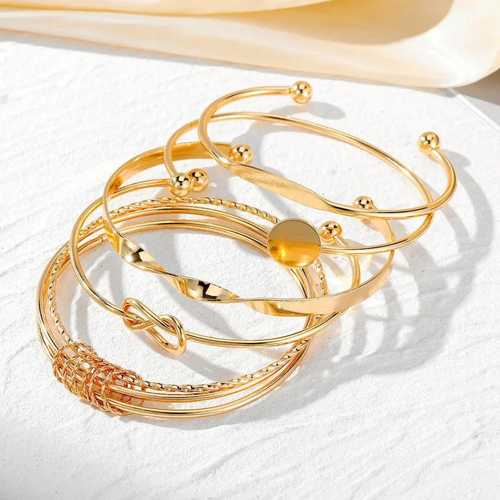 Karnz | 5 Stück Twist Bangle Armband Stapel