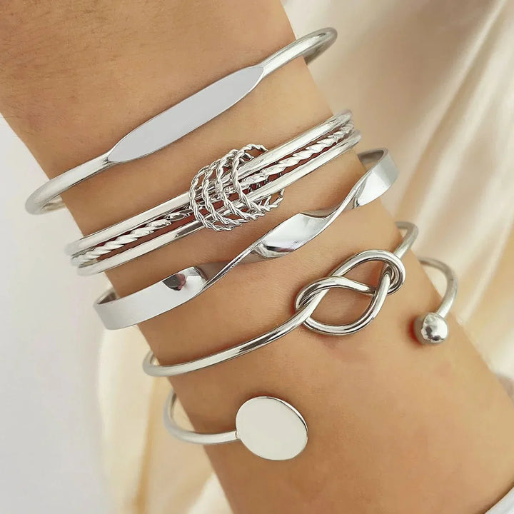 Karnz | 5 Stück Twist Bangle Armband Stapel