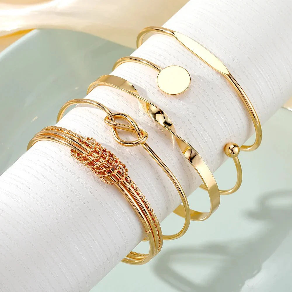 Karnz | 5 Stück Twist Bangle Armband Stapel