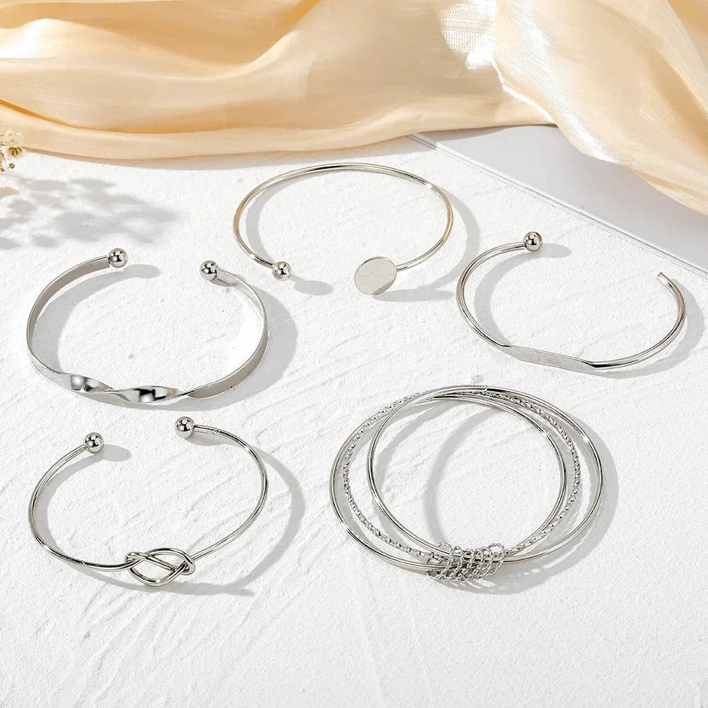 Karnz | 5 Stück Twist Bangle Armband Stapel