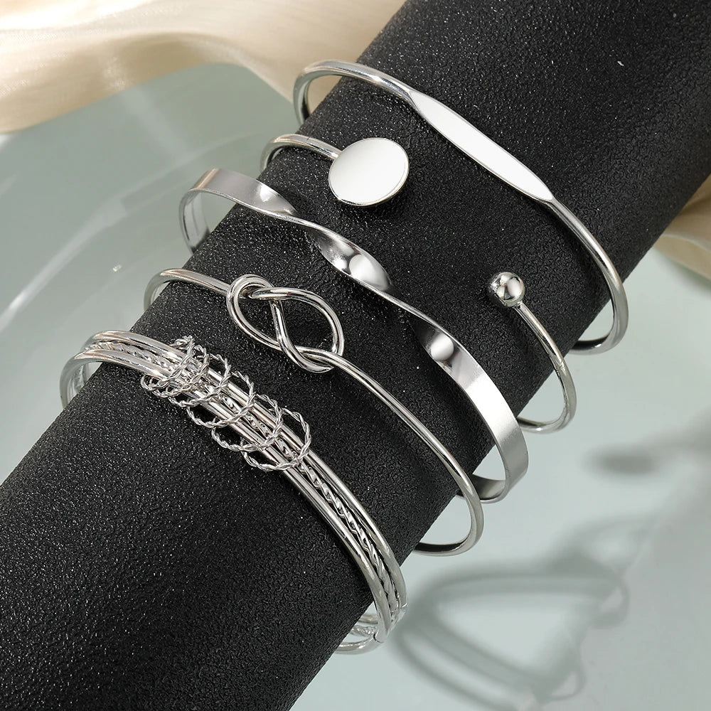 Karnz | 5 Stück Twist Bangle Armband Stapel