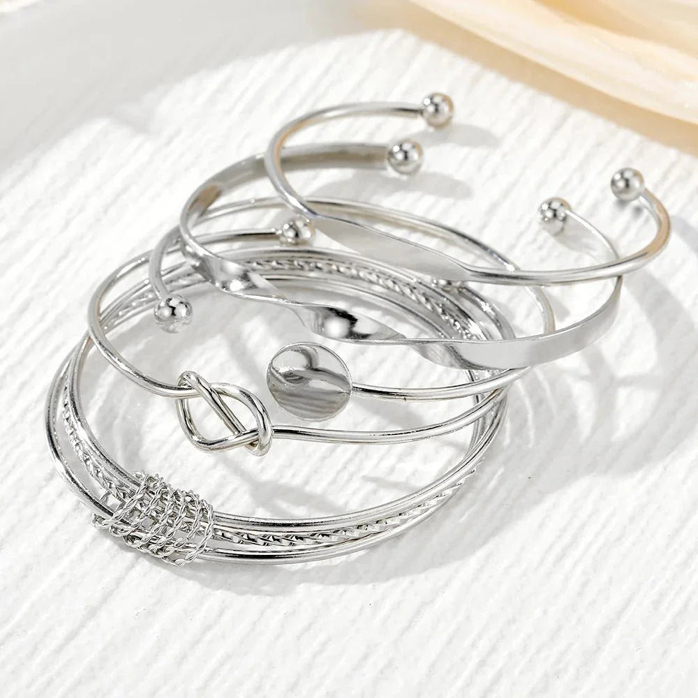Karnz | 5 Stück Twist Bangle Armband Stapel