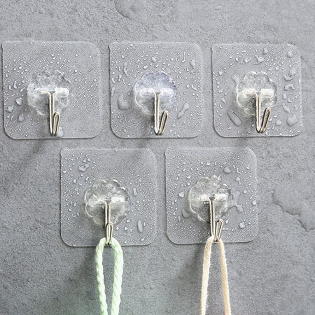 5Stk/Pack Transparent Starker Selbstklebender Wasserdichter Wandhaken | Karnz