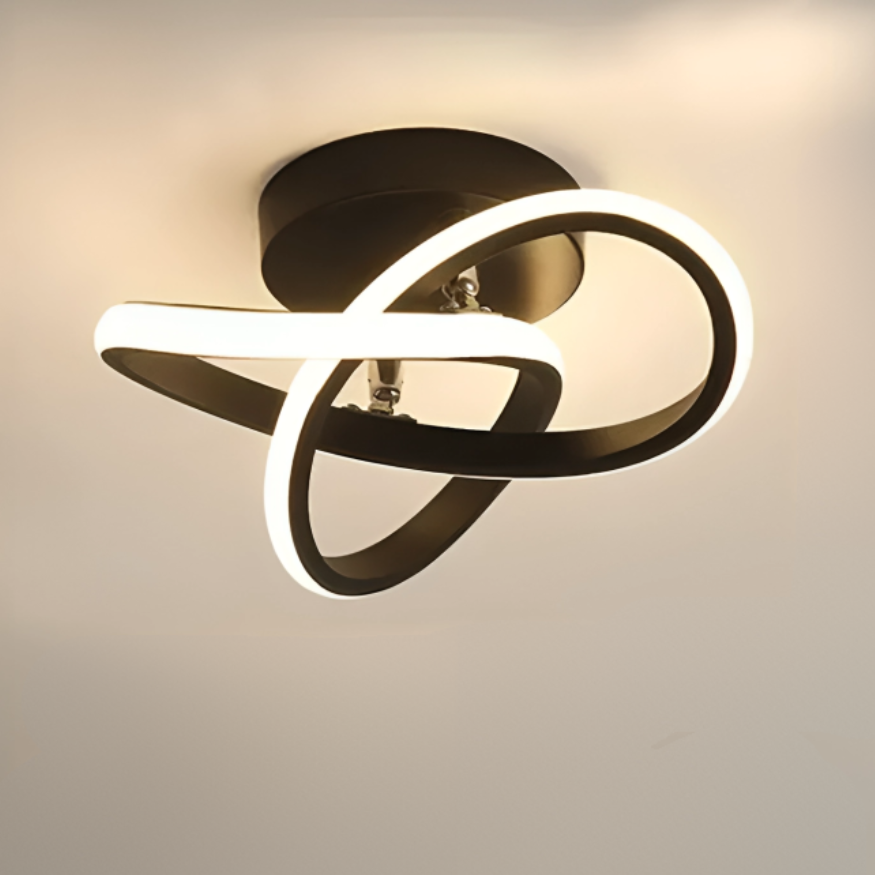 Moderne LED-Deckenlampe 18W | Kreatives Design mit 2 Ringen | Energieeffiziente Beleuchtung für Wohnzimmer & Büro 24 cm | Karnz