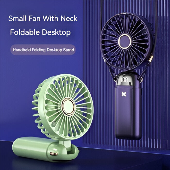 Wiederaufladbarer Handheld Mini Ventilator | 5-Geschwindigkeits, 90-Grad verstellbar & leise für Büro, Zuhause & Außenbereich | Karnz