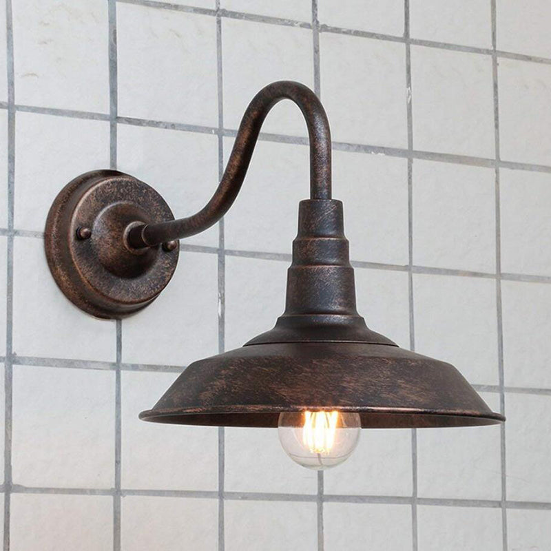 1 Glühbirne Eisen Wandlicht Rustikales Schwarz Finish Scheune Nachttisch Wandlampe mit Gänsehälse Arm | Karnz
