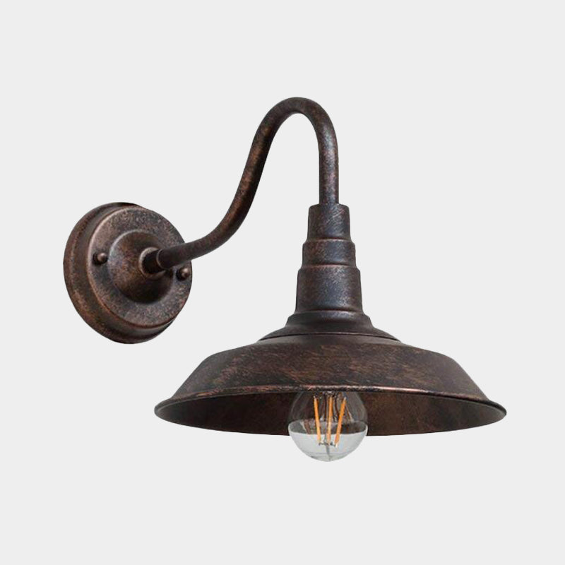 1 Glühbirne Eisen Wandlicht Rustikales Schwarz Finish Scheune Nachttisch Wandlampe mit Gänsehälse Arm | Karnz
