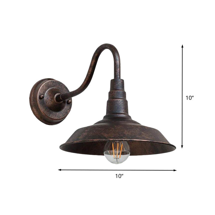 1 Glühbirne Eisen Wandlicht Rustikales Schwarz Finish Scheune Nachttisch Wandlampe mit Gänsehälse Arm | Karnz