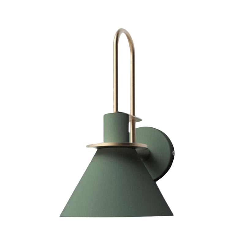 1-Light Wandleuchte Antik Cone Metall Wandmontage in Weiß/Schwarz/Grün mit Griff für Nachttisch | Karnz