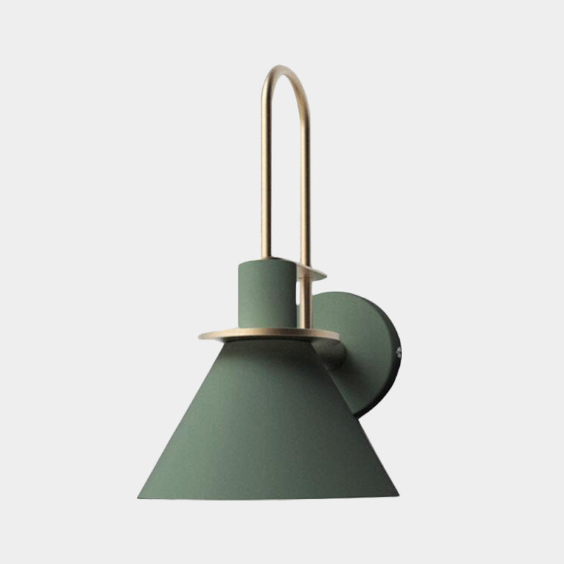 1-Light Wandleuchte Antik Cone Metall Wandmontage in Weiß/Schwarz/Grün mit Griff für Nachttisch | Karnz