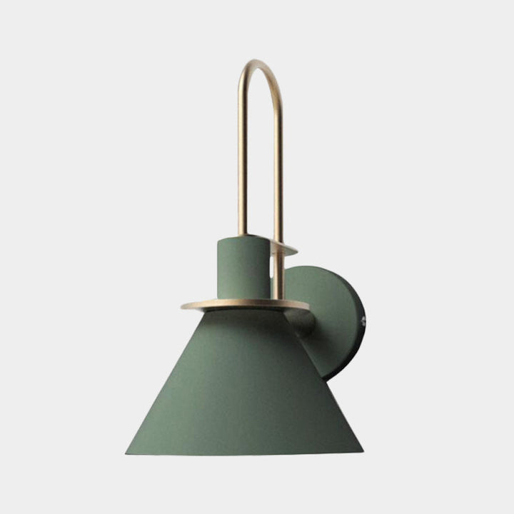 1-Light Wandleuchte Antik Cone Metall Wandmontage in Weiß/Schwarz/Grün mit Griff für Nachttisch | Karnz
