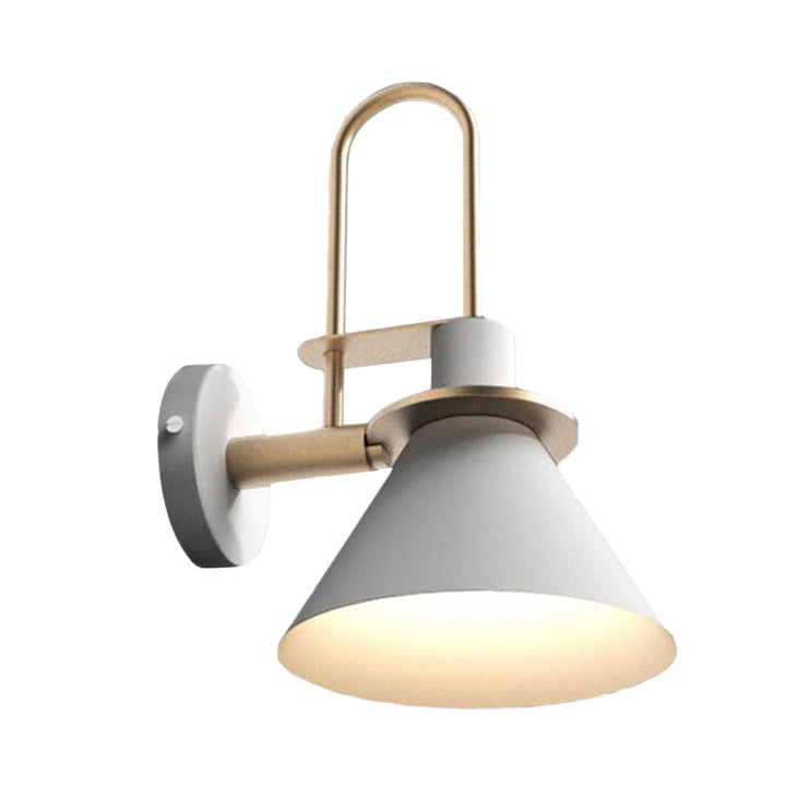 1-Light Wandleuchte Antik Cone Metall Wandmontage in Weiß/Schwarz/Grün mit Griff für Nachttisch | Karnz
