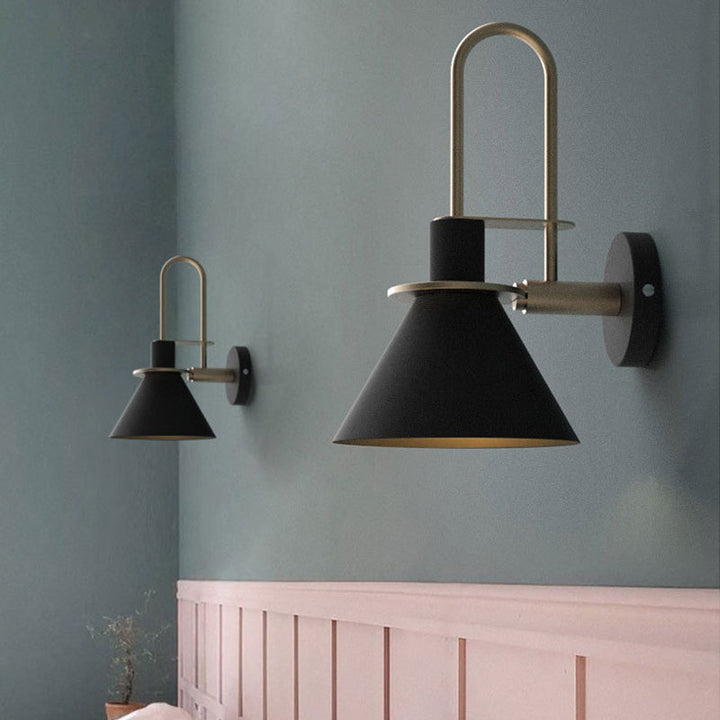 1-Light Wandleuchte Antik Cone Metall Wandmontage in Weiß/Schwarz/Grün mit Griff für Nachttisch | Karnz