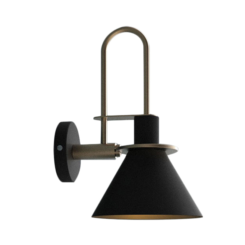1-Light Wandleuchte Antik Cone Metall Wandmontage in Weiß/Schwarz/Grün mit Griff für Nachttisch | Karnz