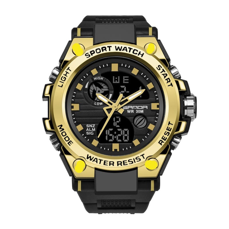 Sportliche Herrenarmbanduhr mit Dual-Display-Modus, multifunktional, wasserdicht und leuchtend