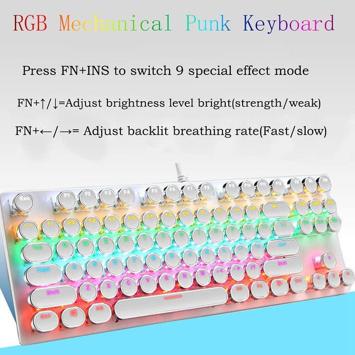 Mechanische Gaming-Tastatur mit 87 Tasten, RGB-Hintergrundbeleuchtung und blauen Schaltern