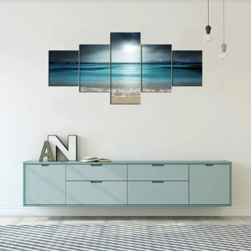 5 Stück Sonnenaufgang Meerblick Kunstwerk Leinwanddruck