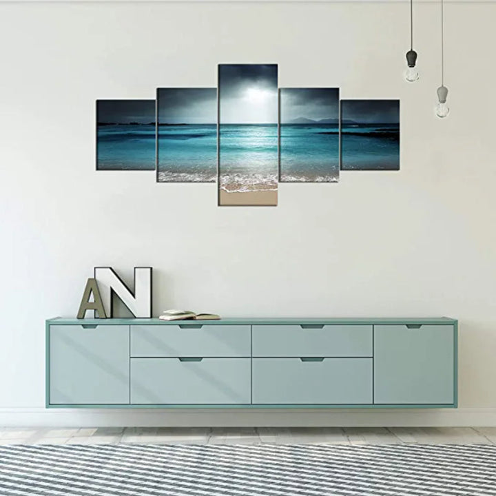 5 Stück Sonnenaufgang Meerblick Kunstwerk Leinwanddruck