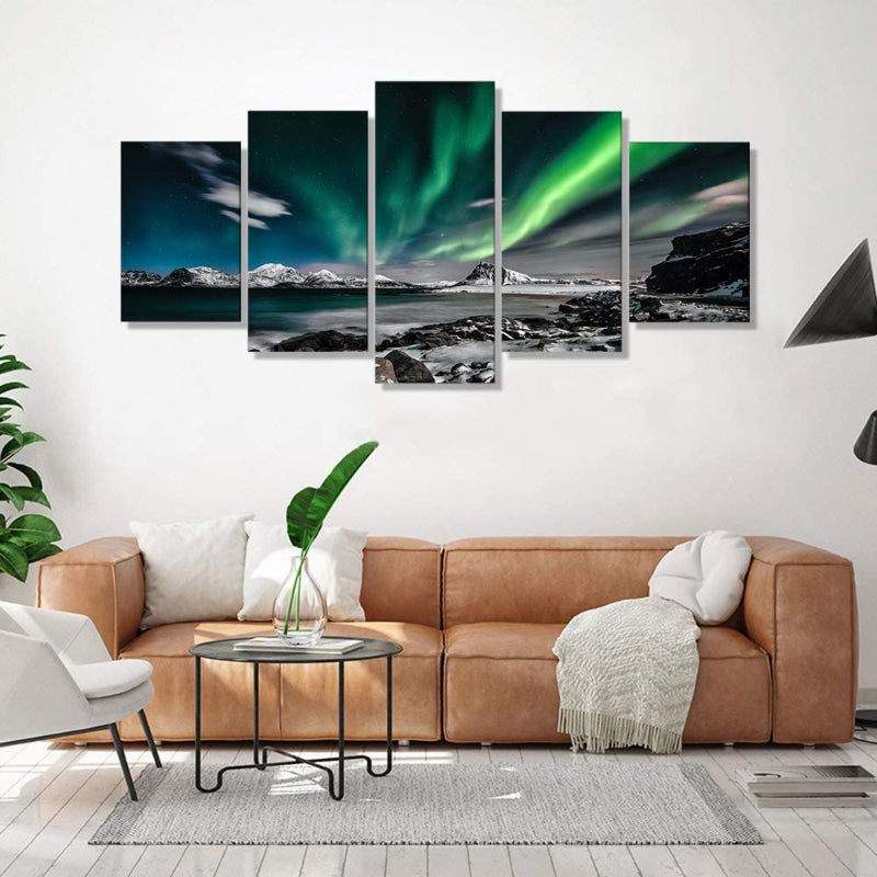 5-teilige Aurora Landschaft Leinwand Wandkunst Malerei