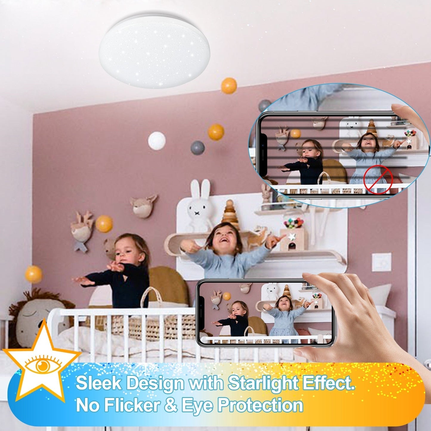 24W LED Deckenleuchte Dimmbar mit Sternenhimmel-Effekt | Karnz