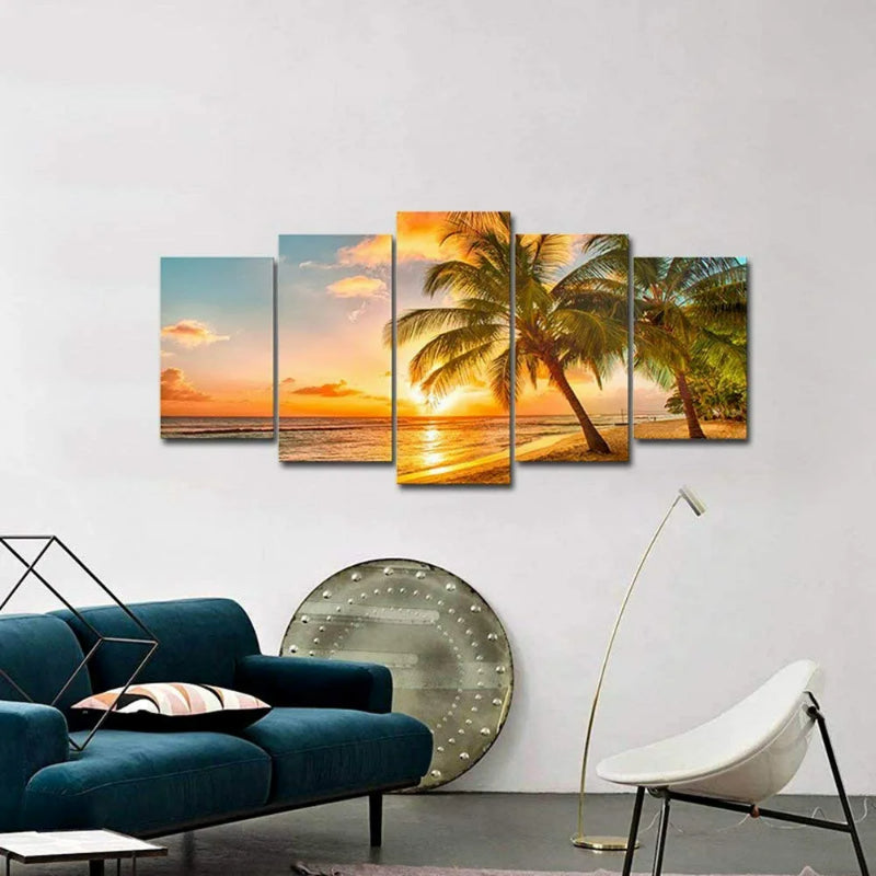 Set mit 5 gemütlichen Meeresmotiven auf Leinwand