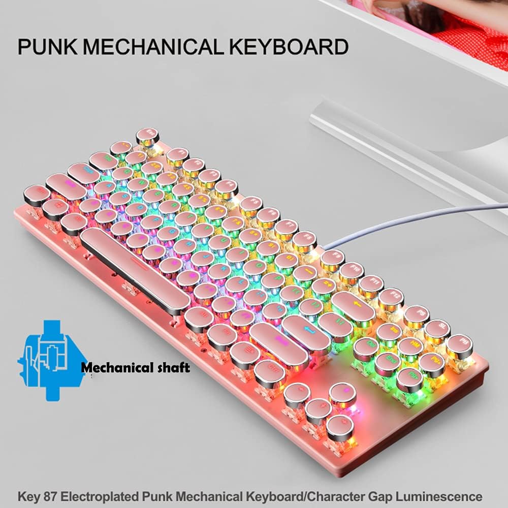 Mechanische Gaming-Tastatur mit 87 Tasten, RGB-Hintergrundbeleuchtung und blauen Schaltern