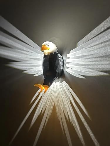 3D-Adler-Wandleuchte | Patriotische LED-Lampe | PETG-Material | Warmweißes Licht