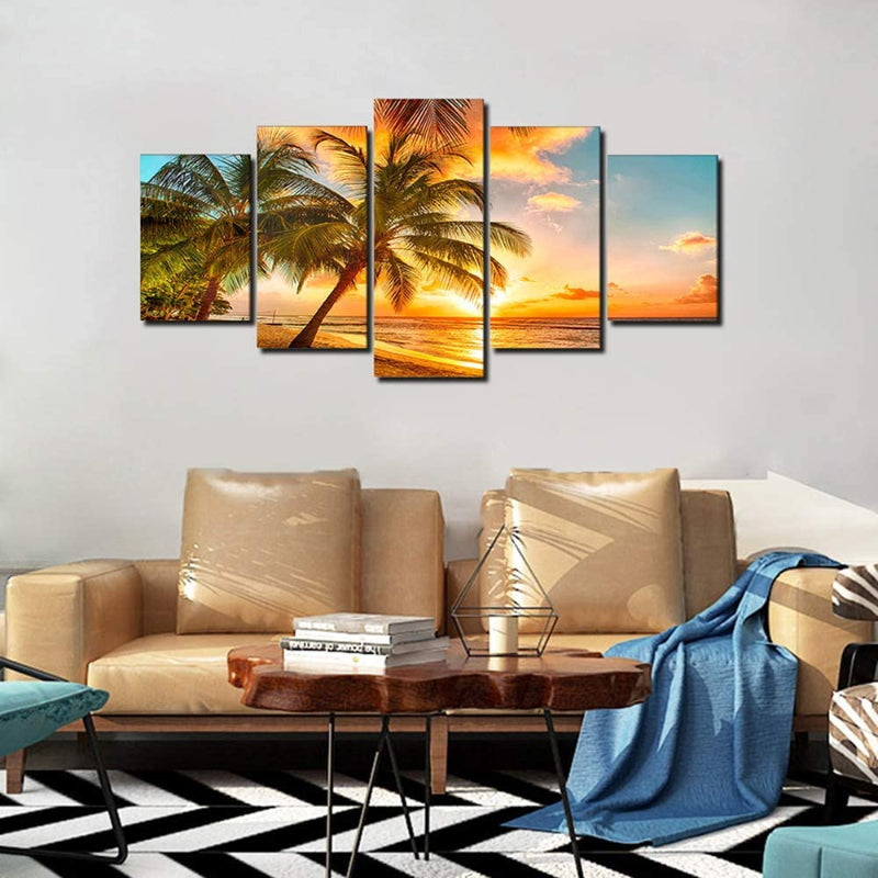 5 Stück Sunset Sea Beach Leinwand Wandkunst Malerei